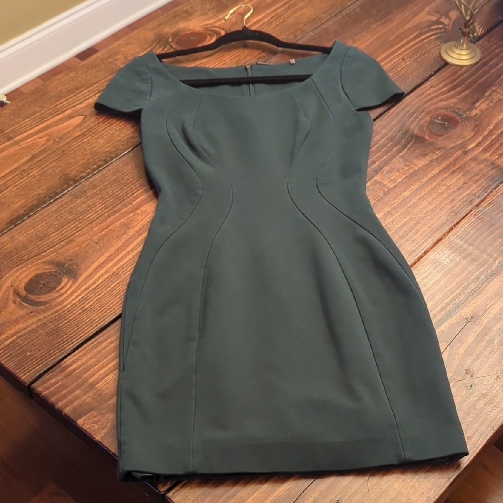 Elie Tahari Sculpted Sheath Dress Size 0 Green Minimalist Workwear Office Chic